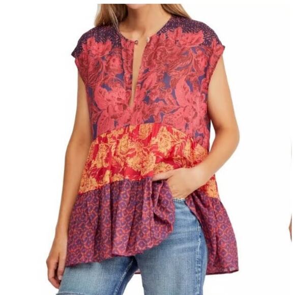 Free People Tiered Tunic Top Size Small - Picture 1 of 8